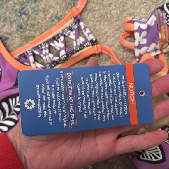 NWT Kuleana Women's Purple Leaf Print Top & Bottom Two Piece Set Size Small - Picture 5 of 7